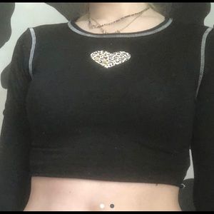 cheetah print heart tee shirt